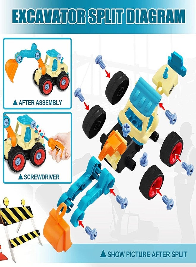 TOYVELLY مجموعة ألعاب TOYVELLY المكونة من 4 قطع، شاحنة وسيارة قابلة للتفكيك، مجموعة بناء رملية للأطفال، مع أداة تفكيك، متعددة الألوان - Image 2
